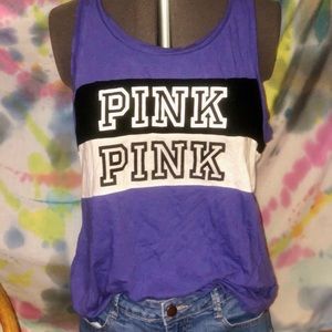 🐚 VS PINK vintage colorblock tank top! Size M